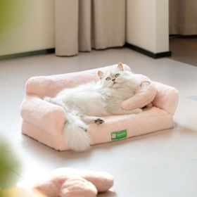 MEWOOFUN Fluffy Cat Sofa Bed - Large 65x46cm Anti-Collapse Cloud Design With Anti-Slip Bottom, Winter Warm Pet Couch For Cats Pink (Option: QCP127)