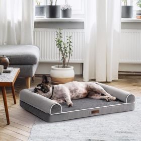 MEWOOFUN Orthopedic Dog Bed For Medium Large Dogs - Egg Foam Sofa With Waterproof Washable Cover, Supportive Pet Bed Grey, 40''x30'' (Option: WP146)