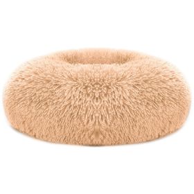 Pet Dog Bed Soft Warm Fleece Puppy Cat Bed Dog Cozy Nest Sofa Bed Cushion L Size (Color: Brown, size: L)